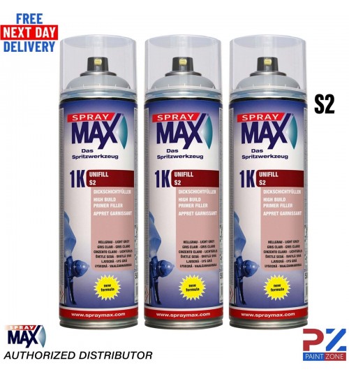 3X SPRAYMAX 680422 1K UNIFILL S4 PRIMER AEROSOL 500ML - S4 MID GREY MATT
